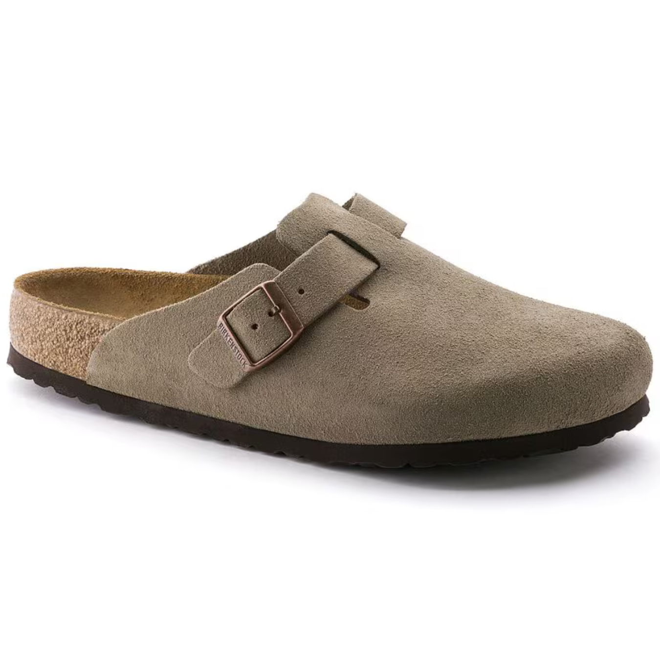 Birkenstock Boston Taupe Suede Clogs – Soft Footbed Leather Comfort Clogs